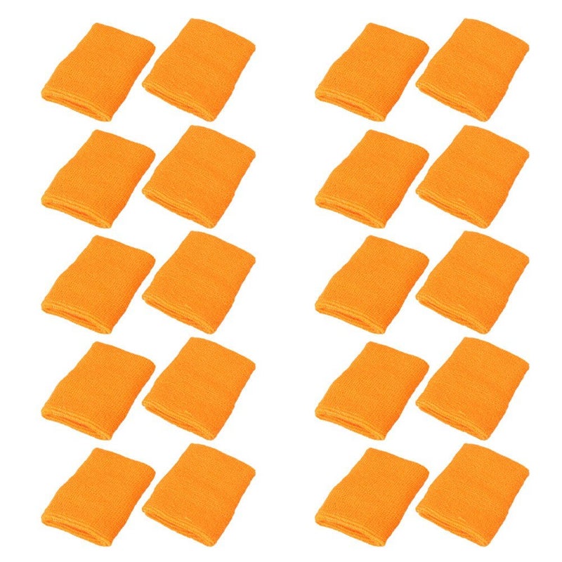 Mallofusa 10 Pack Colorful Sports Basketball Football Absorbent Wristband Party Outdoor Activity (Orange) - Image 1